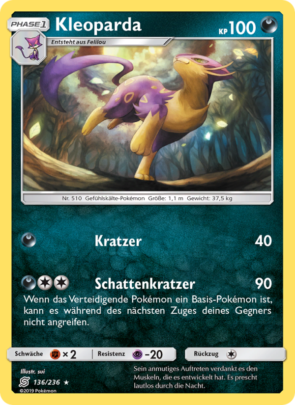 Kleoparda 136 — Unified Minds (German Pokémon TCG card)
