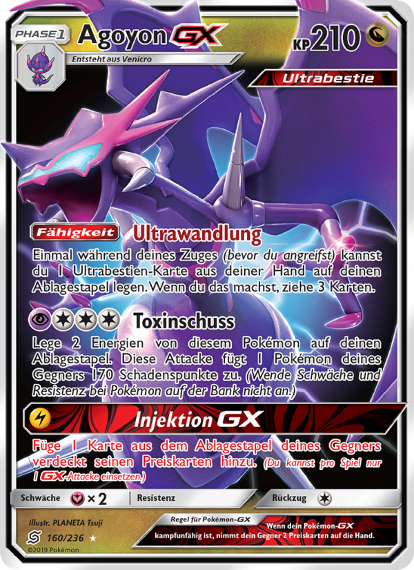 Agoyon GX 160 — Unified Minds (German Pokémon TCG card)