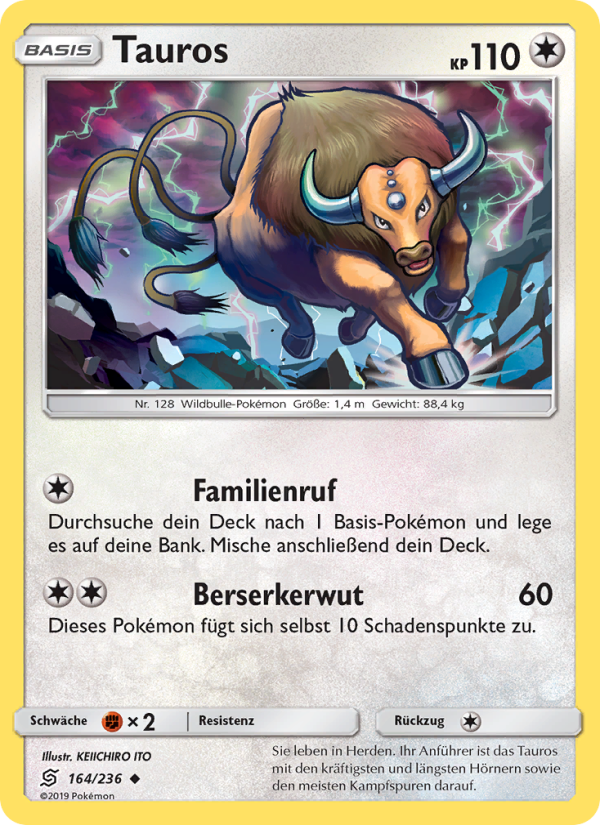 Tauros 164 — Unified Minds (German Pokémon TCG card)