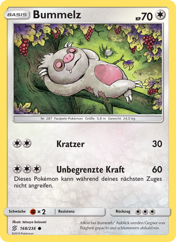 Bummelz 168 — Unified Minds (German Pokémon TCG card)