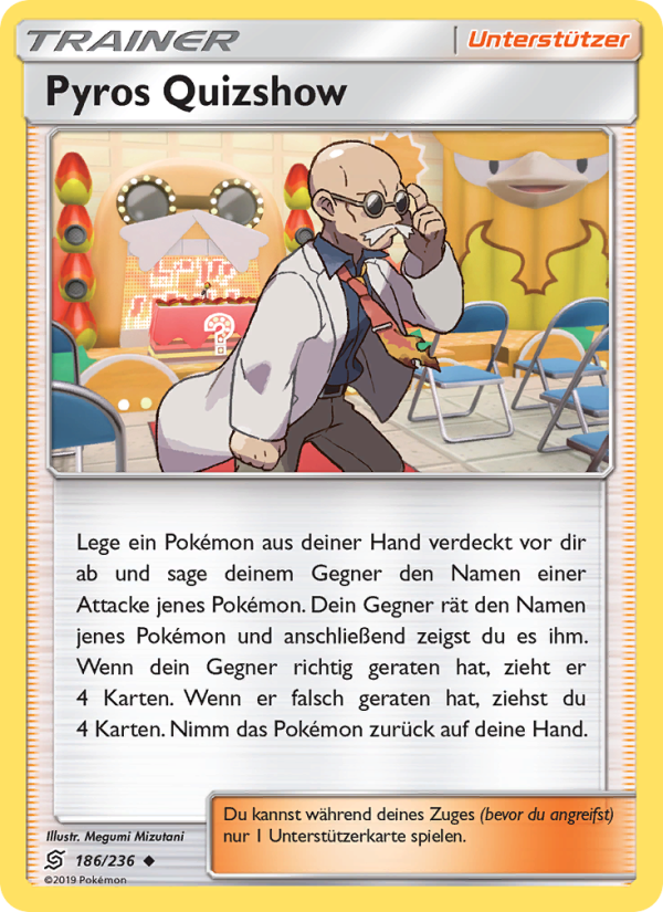 Pyros Quizshow 186 — Unified Minds (German Pokémon TCG card)