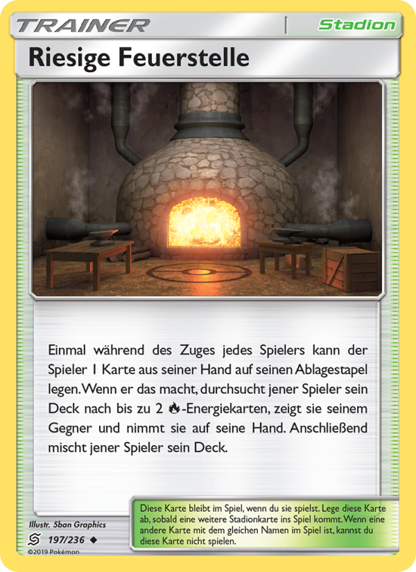 Riesige Feuerstelle 197 — Unified Minds (German Pokémon TCG card)