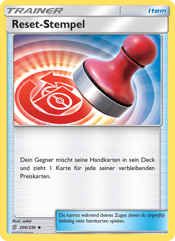Reset-Stempel 206 — Unified Minds (German Pokémon TCG card)