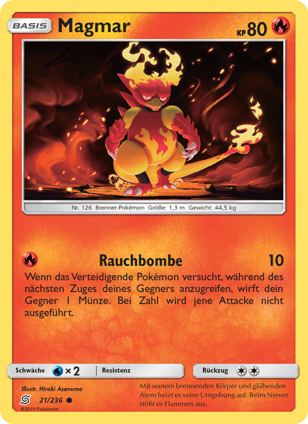 Magmar 21 — Unified Minds (German Pokémon TCG card)