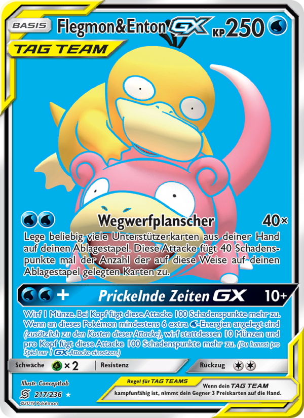 Flegmon & Enton GX 217 — Unified Minds (German Pokémon TCG card)