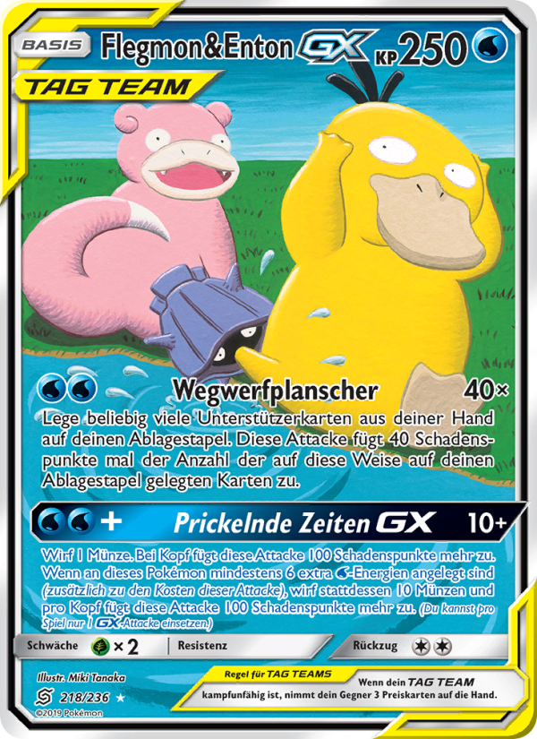 Flegmon & Enton GX 218 — Unified Minds (German Pokémon TCG card)
