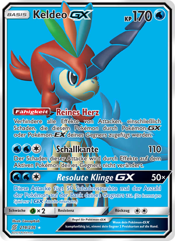 Keldeo GX 219 — Unified Minds (German Pokémon TCG card)
