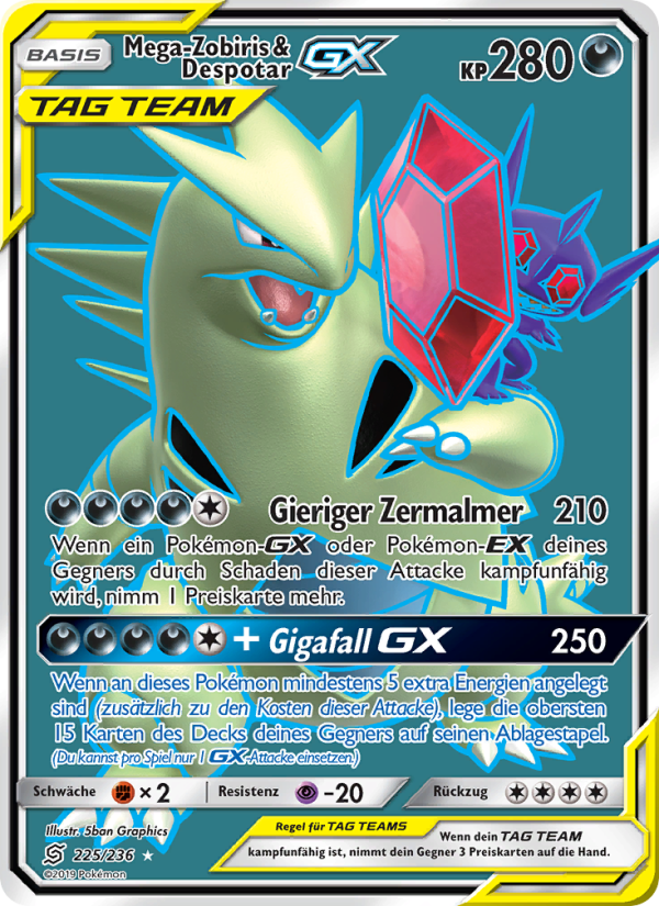 Mega-Zobiris & Despotar GX 225 — Unified Minds (German Pokémon TCG card)