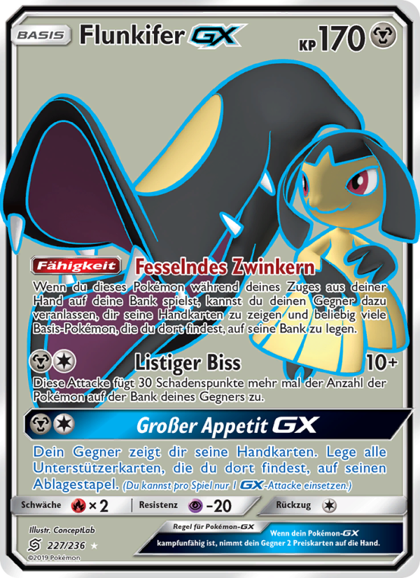 Flunkifer GX 227 — Unified Minds (German Pokémon TCG card)