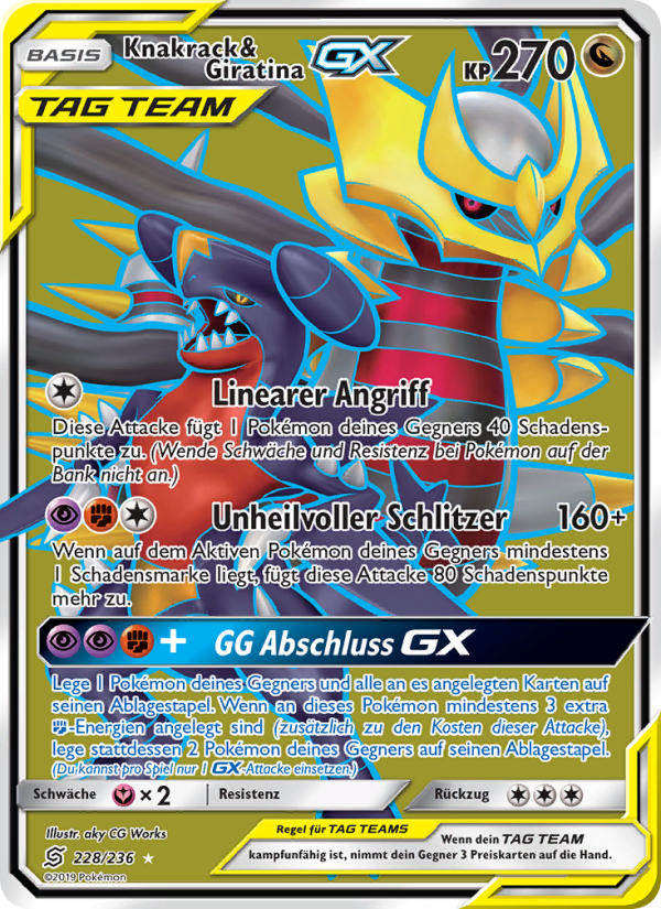 Knakrack & Giratina GX 228 — Unified Minds (German Pokémon TCG card)
