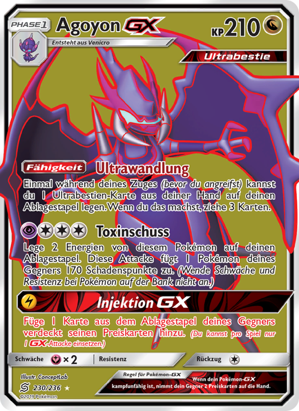 Agoyon GX 230 — Unified Minds (German Pokémon TCG card)