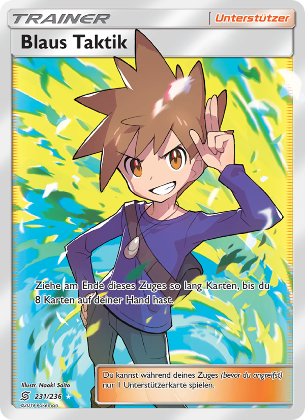 Blaus Taktik 231 — Unified Minds (German Pokémon TCG card)