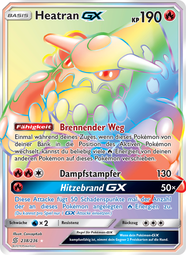 Heatran GX 238 — Unified Minds (German Pokémon TCG card)