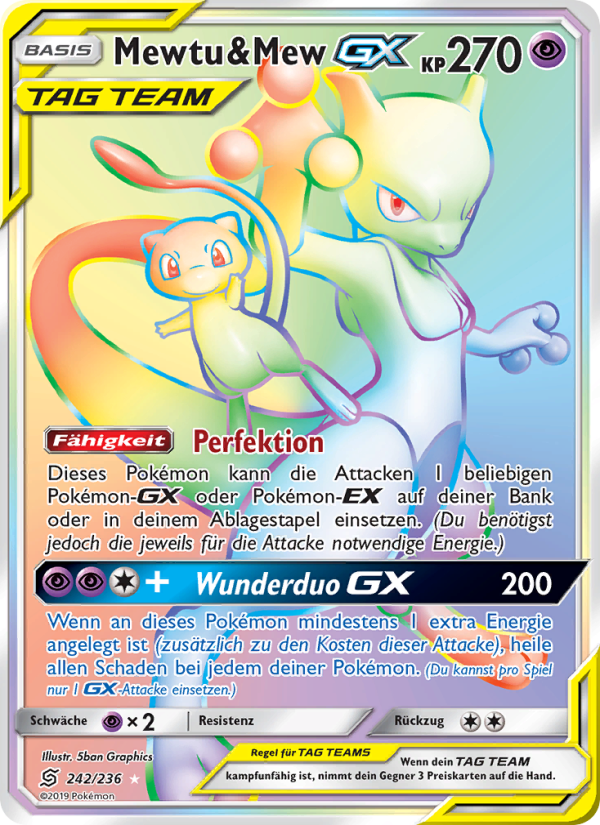 Mewtu & Mew GX 242 — Unified Minds (German Pokémon TCG card)