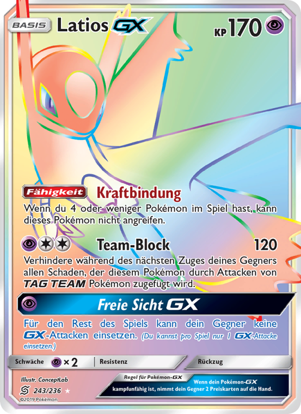 Latios GX 243 — Unified Minds (German Pokémon TCG card)