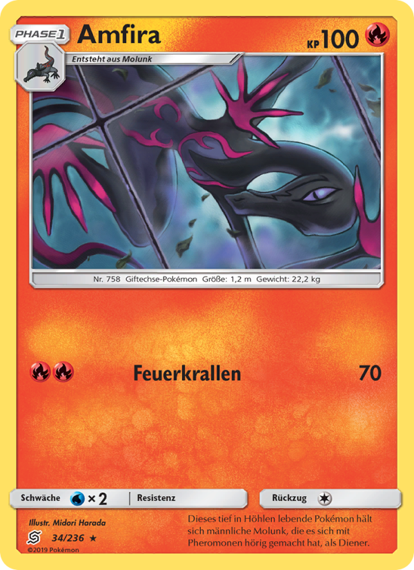 Amfira 34 — Unified Minds (German Pokémon TCG card)