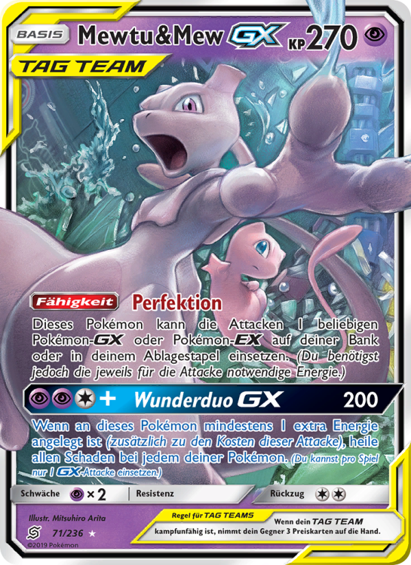 Mewtu & Mew GX 71 — Unified Minds (German Pokémon TCG card)