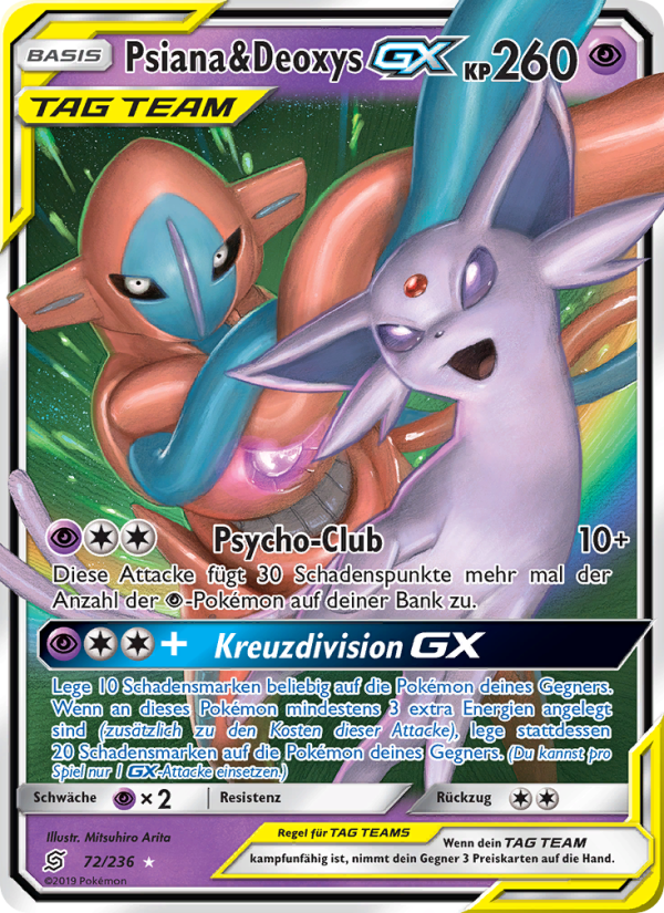Psiana & Deoxys GX 72 — Unified Minds (German Pokémon TCG card)