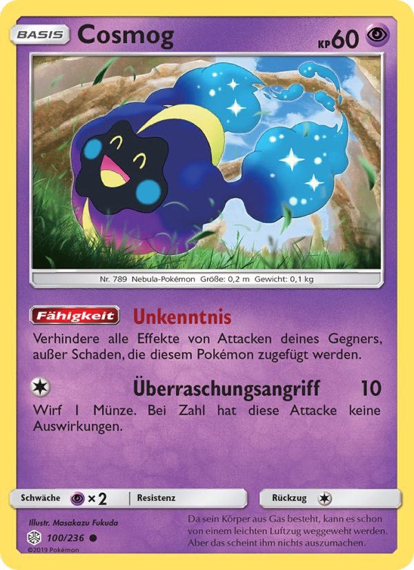 Cosmog 100 — Cosmic Eclipse (German Pokémon TCG card)