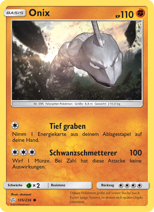 Onix 105 — Cosmic Eclipse (German Pokémon TCG card)