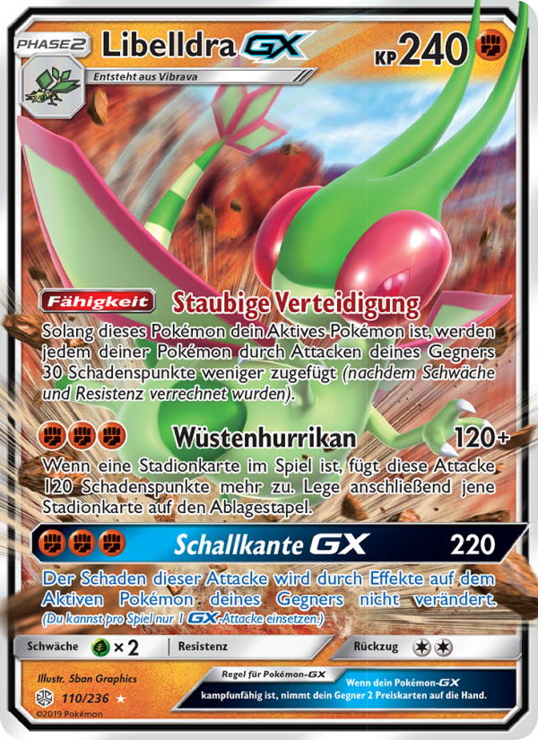Libelldra GX 110 — Cosmic Eclipse (German Pokémon TCG card)