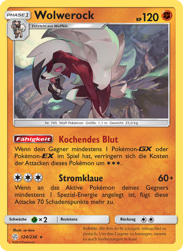 Wolwerock 124 — Cosmic Eclipse (German Pokémon TCG card)