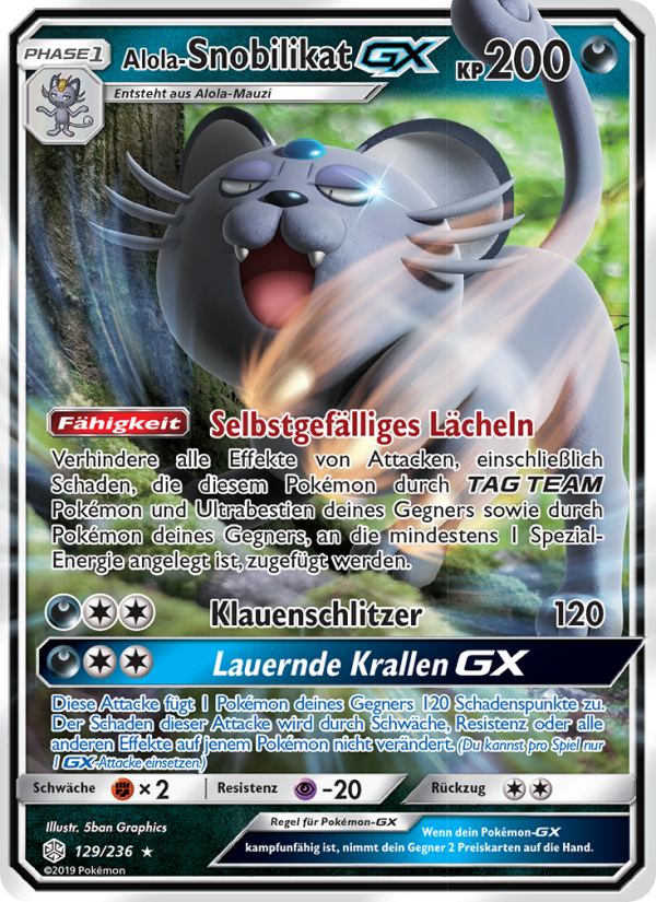 Alola-Snobilikat GX 129 — Cosmic Eclipse (German Pokémon TCG card)