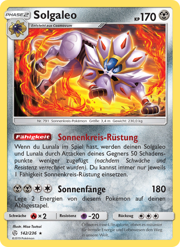 Solgaleo 142 — Cosmic Eclipse (German Pokémon TCG card)