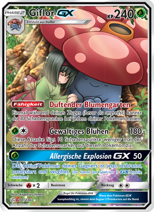 Giflor GX 211 — Cosmic Eclipse (German Pokémon TCG card)