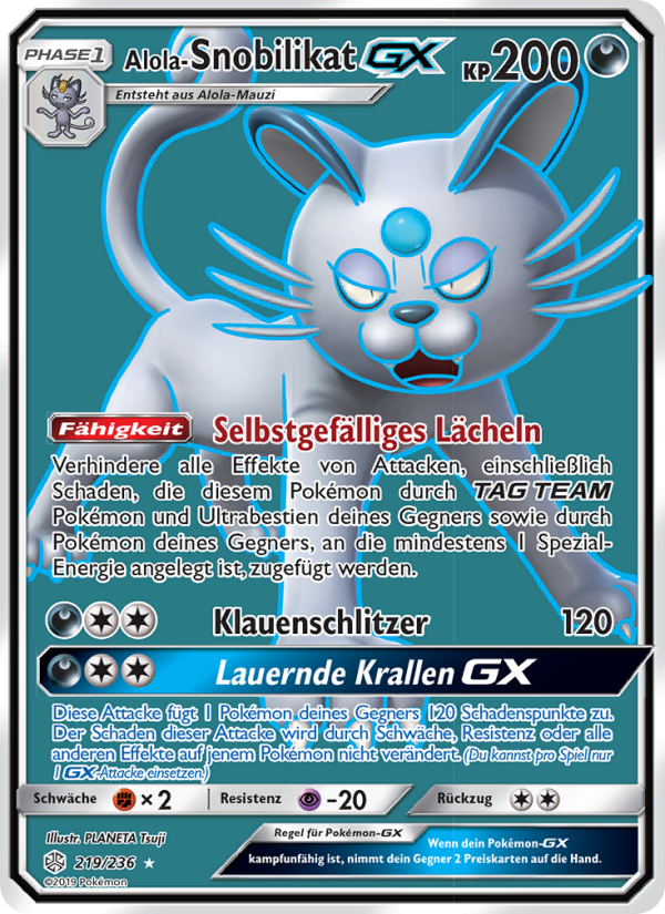 Alola-Snobilikat GX 219 — Cosmic Eclipse (German Pokémon TCG card)