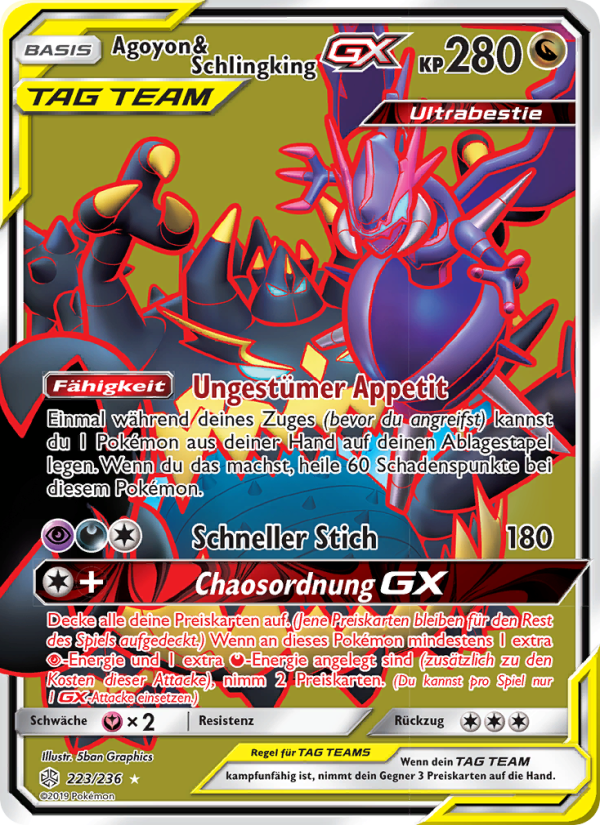 Agoyon & Schlingking GX 223 — Cosmic Eclipse (German Pokémon TCG card)