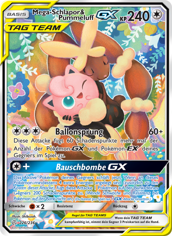 Mega-Schlapor & Pummeluff GX 226 — Cosmic Eclipse (German Pokémon TCG card)