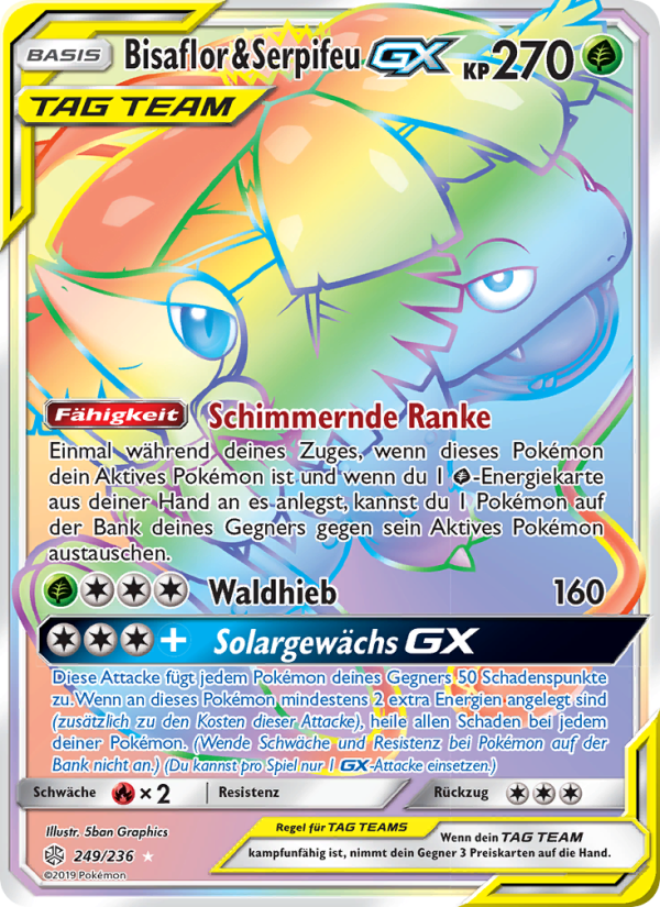 Bisaflor & Serpifeu GX 249 — Cosmic Eclipse (German Pokémon TCG card)
