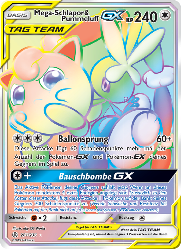 Mega-Schlapor & Pummeluff GX 261 — Cosmic Eclipse (German Pokémon TCG card)