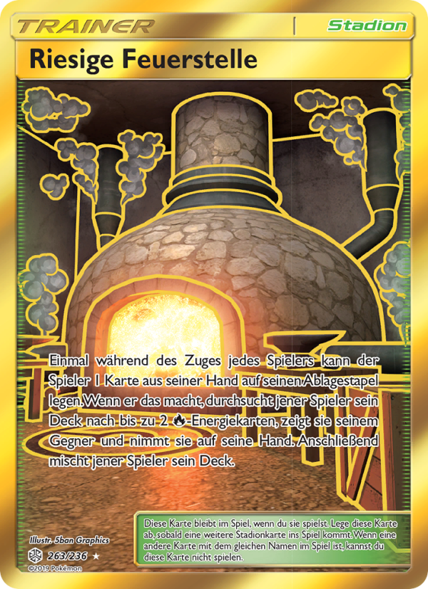 Riesige Feuerstelle 263 — Cosmic Eclipse (German Pokémon TCG card)
