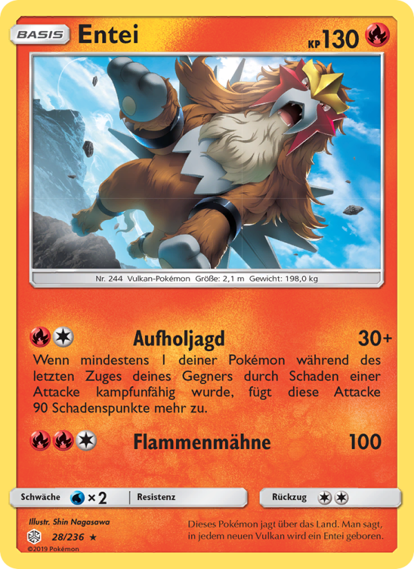 Entei 28 — Cosmic Eclipse (German Pokémon TCG card)