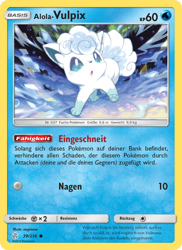 Alola Vulpix 39 — Cosmic Eclipse (German Pokémon TCG card)