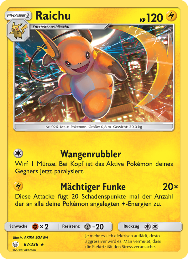 Raichu 67 — Cosmic Eclipse (German Pokémon TCG card)