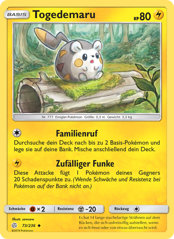 Togedemaru 73 — Cosmic Eclipse (German Pokémon TCG card)