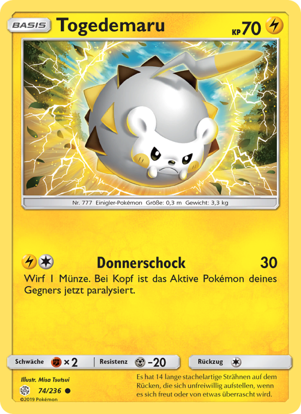 Togedemaru 74 — Cosmic Eclipse (German Pokémon TCG card)