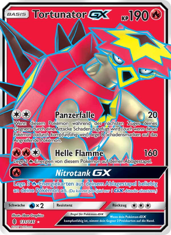 Tortunator GX 131 — Guardians Rising (German Pokémon TCG card)