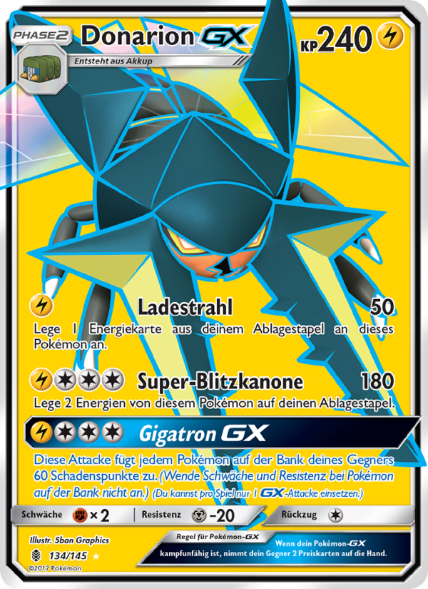 Donarion GX 134 — Guardians Rising (German Pokémon TCG card)