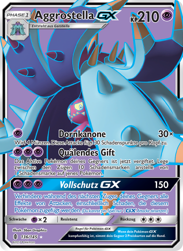 Aggrostella GX 136 — Guardians Rising (German Pokémon TCG card)