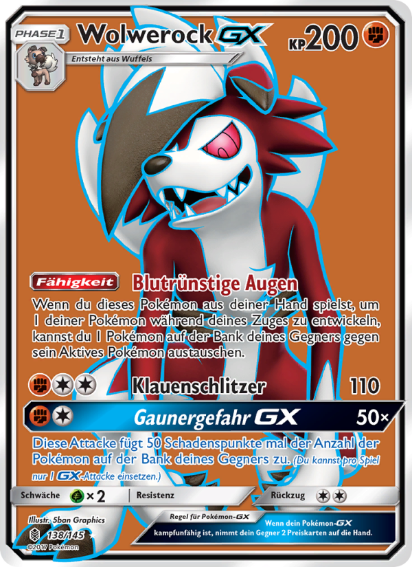 Wolwerock GX 138 — Guardians Rising (German Pokémon TCG card)