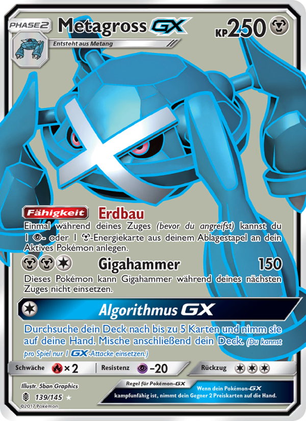 Metagross GX 139 — Guardians Rising (German Pokémon TCG card)
