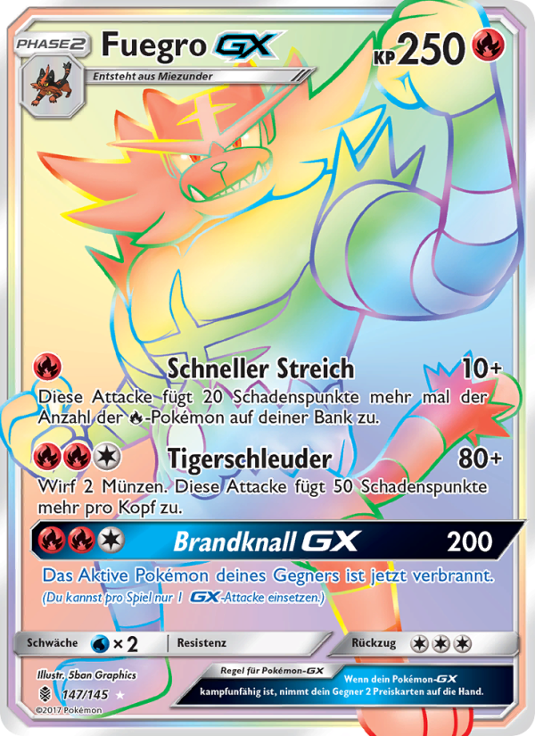 Fuegro GX 147 — Guardians Rising (German Pokémon TCG card)