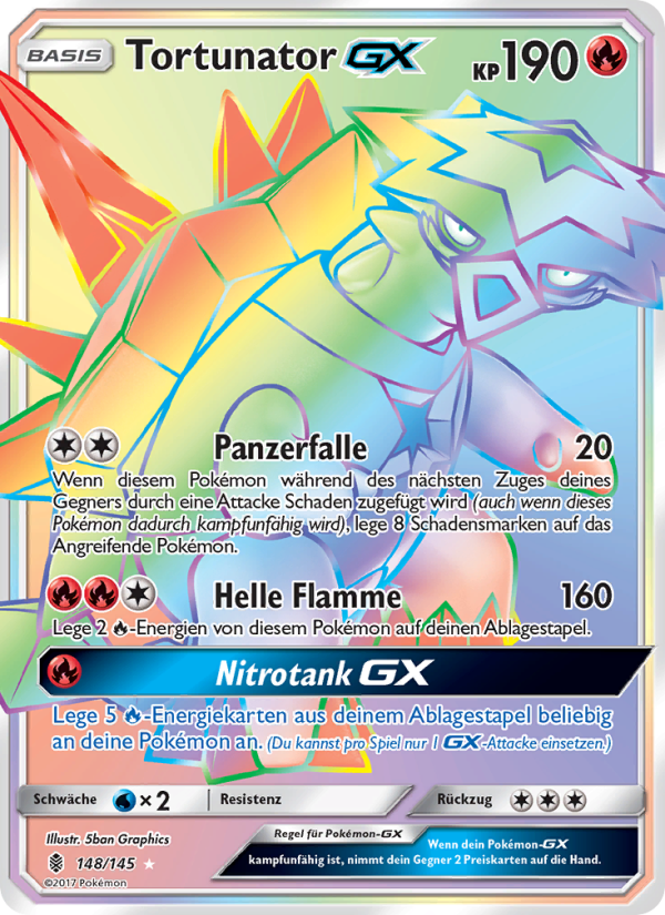 Tortunator GX 148 — Guardians Rising (German Pokémon TCG card)
