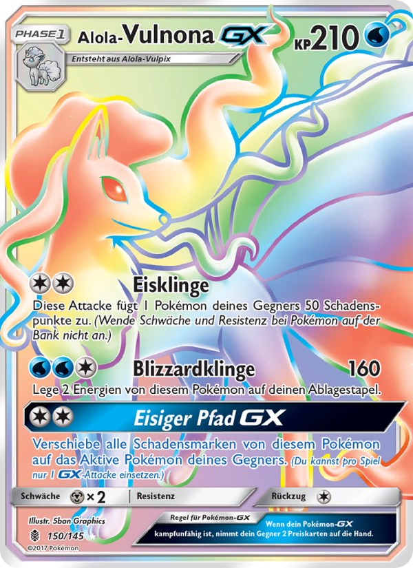 Alola Vulnona GX 150 — Guardians Rising (German Pokémon TCG card)