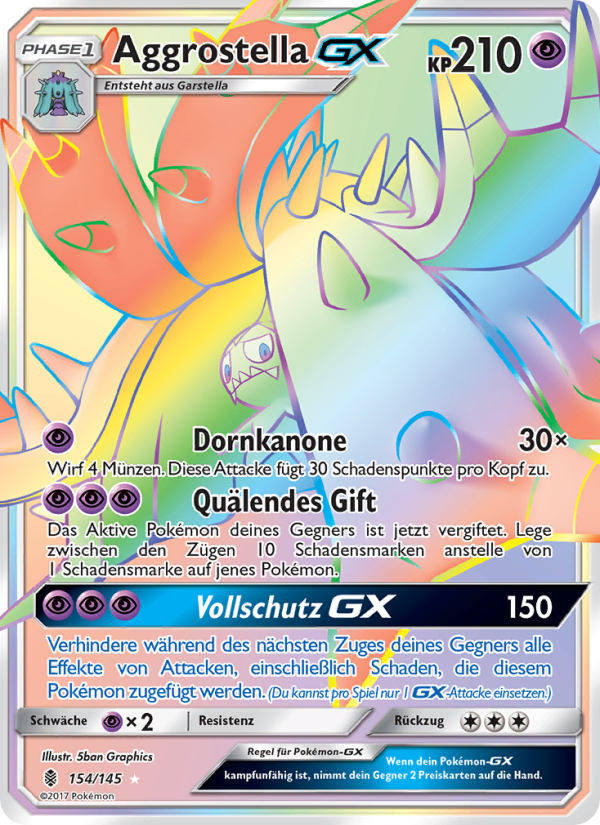 Aggrostella GX 154 — Guardians Rising (German Pokémon TCG card)