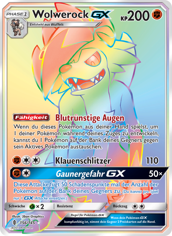 Wolwerock GX 156 — Guardians Rising (German Pokémon TCG card)